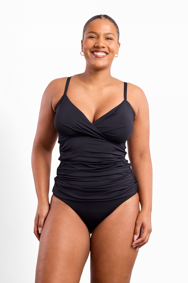 Basix Twist Front Singlet Black